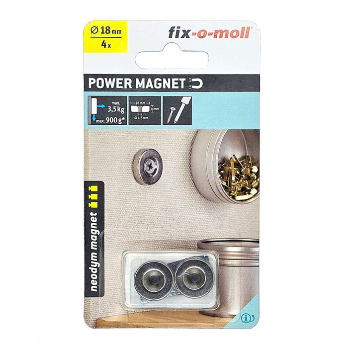 NEODYMIUM MAGNET 4PCS WITH FIX-O-MOLL HOLE