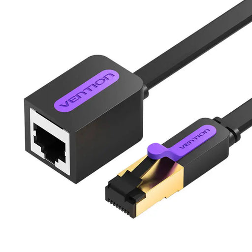 Flat Network Cable Extension CAT7 Vention ICBBD RJ45 Ethernet 10Gbps 0.5m Black - Network cables<<<Cables<<<IT