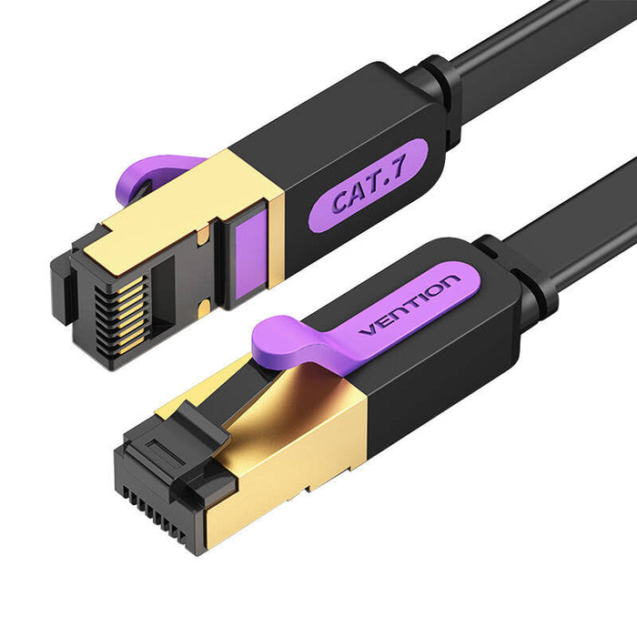 Flat Network Cable UTP CAT7 Vention ICABF RJ45 Ethernet 10Gbps 1m Black - Network cables<<<Cables<<<IT