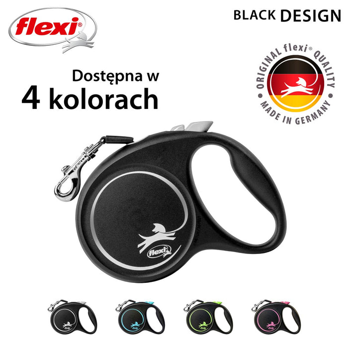Dog Lead Flexi BLACK DESIGN 5 m Size M Silver