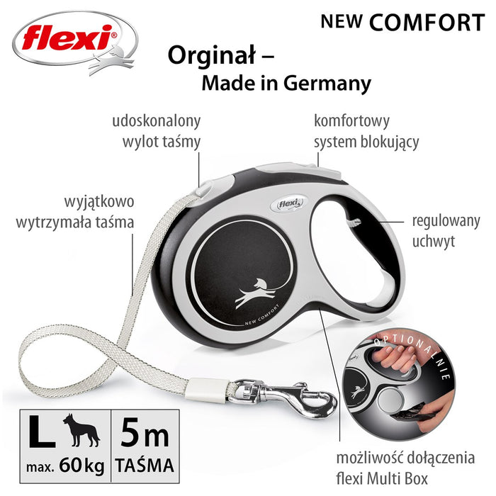 Dog Lead Flexi NEW COMFORT 8 m Black Size L