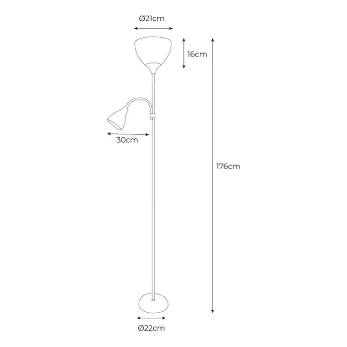 Floor Lamp EDM 30010 Boston Silver 60 W 220-240 V 176 cm - Лампи<<<Декорация и Осветление<<<Дом Градина<<<BigBuy