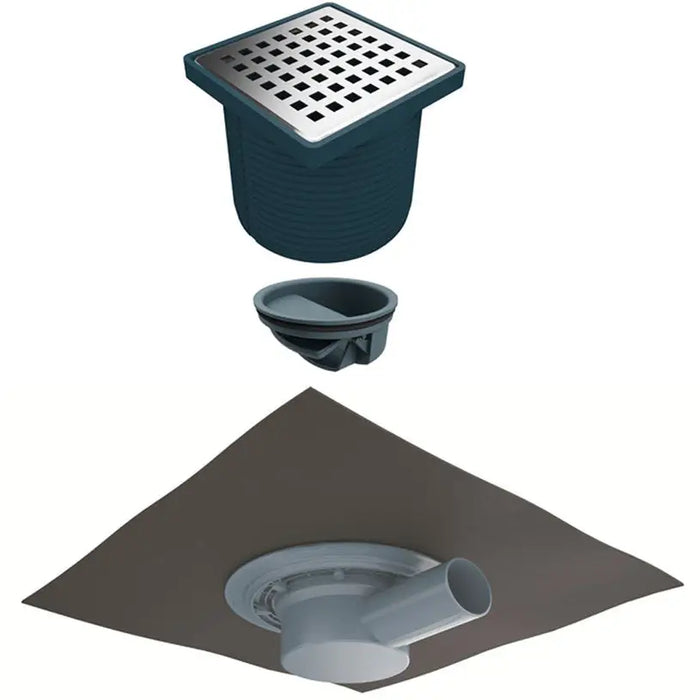 FLOOR SIPHON WITH BITUMEN INSULATION AKVO ADJUSTABLE - Подови сифони и аксесоари<<<Вик<<<Строителни