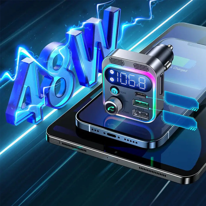 FM transmitter for Joyroom JR-CL16 USB + USB-C 48W (black) - Car transmitters<<<Car accessories<<<InnproXML&&&Cell