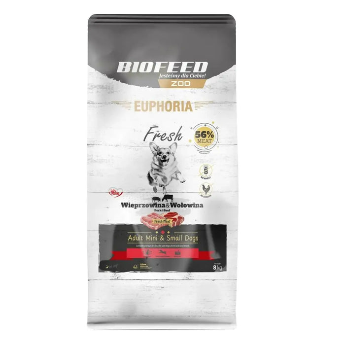 Fodder Biofeed Euphoria Fresh Adult Mini & Small Pork with beef Pig 8 kg Adult - Хранене на домашни любимци<<<Домашни