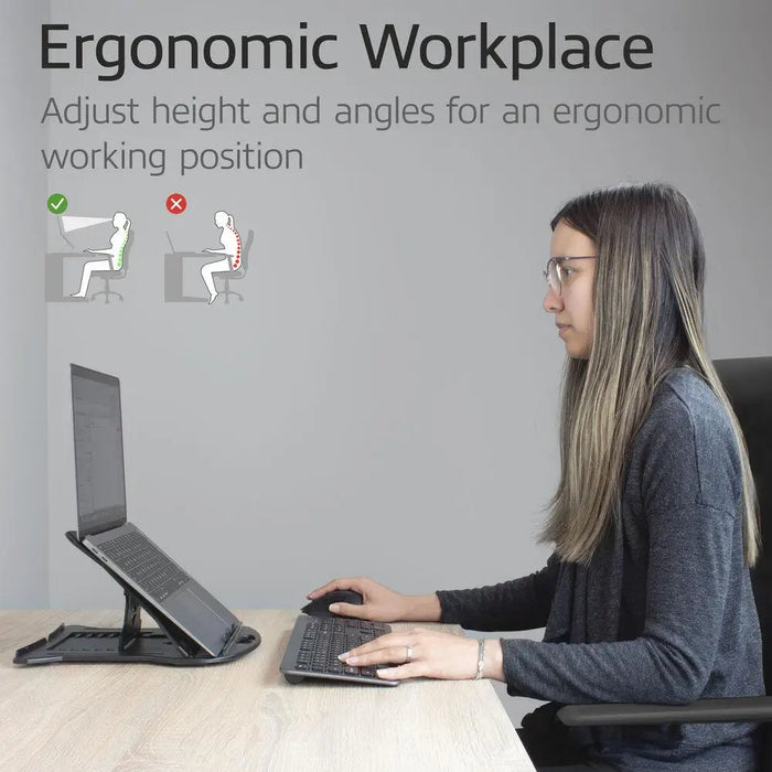 Foldable lightweight laptop stand ACT AC8150 7 positions Black - Охлаждащи поставки за лаптопи<<<Лаптопи таблети и