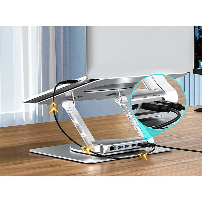 Folding and Adjustable Laptop Stand Unitek D1109B01 Aluminium - Монтиране на екрани<<<Електроника Периферни и резервни