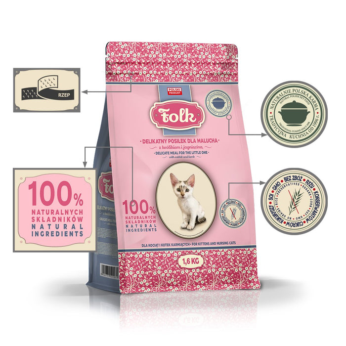 FOLK Gentle meal for kittens with rabbit and lamb - dry cat food - 1,6kg