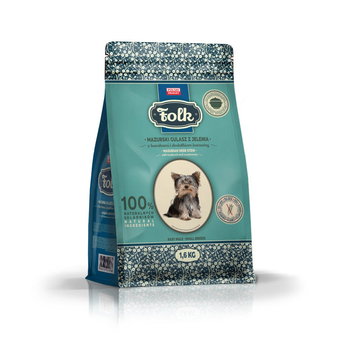 FOLK Small breeds Traditional masurian venison stew with beets and cranberries - dry dog food - 1,6kg