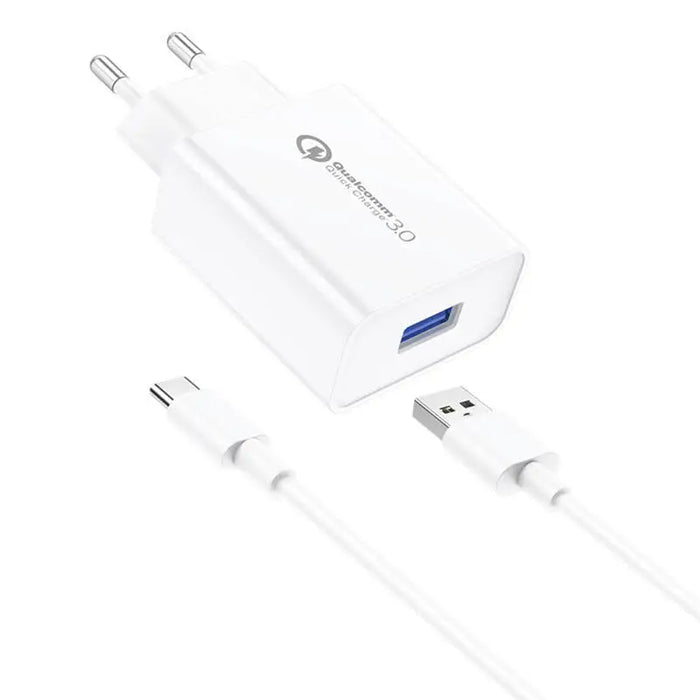 Foneng EU13 18W Wall Charger + USB to USB-C Cable 3A (White) - mains chargers<<<Chargers<<<GSM Accessories<<<InnproXML