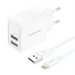Foneng EU53 20W 2xUSB-A 2.4A network charger (White) + USB-A toLightning cable - mains chargers<<<Chargers<<<GSM