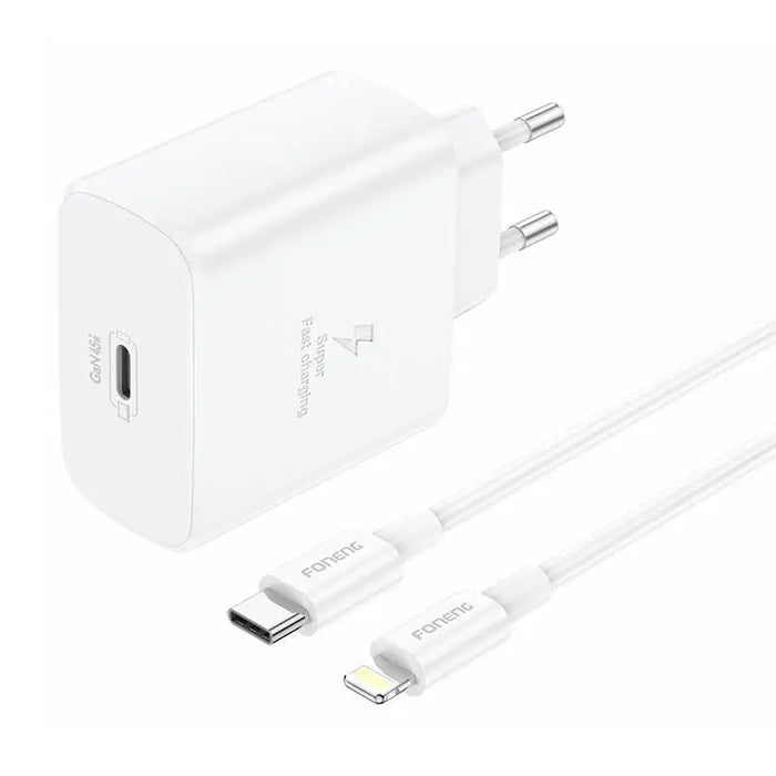 Foneng EU62 45W USB- C mains charger + USB-C to lightning cable (white) - mains chargers<<<Chargers<<<GSM