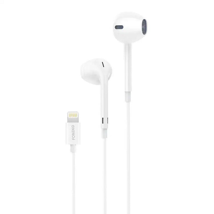 Foneng T28 Wired Earphones Lightning with remote Control (White) - Wired<<<Headphones<<<Audio<<<InnproXML