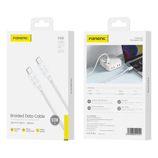Foneng XS02 60W USB-C to USB-C cable 1.2m (white) - USB-C to USB-C<<<USB cables<<<GSM Accessories<<<InnproXML