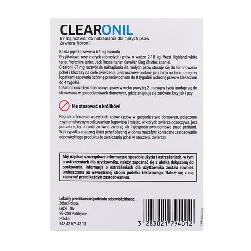 FRANCODEX Clearonil Small breed - anti-parasite drops for dogs - 3 x 67 mg - Grooming (for dogs)DLP-PIE<<<For