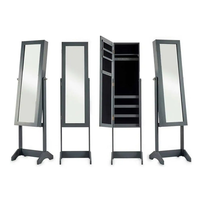 Free standing mirror Gift Decor Grey Cloth Crystal MDF MDF Wood 36 x 140 x 36,5 cm Rectangular Jewellery Stand