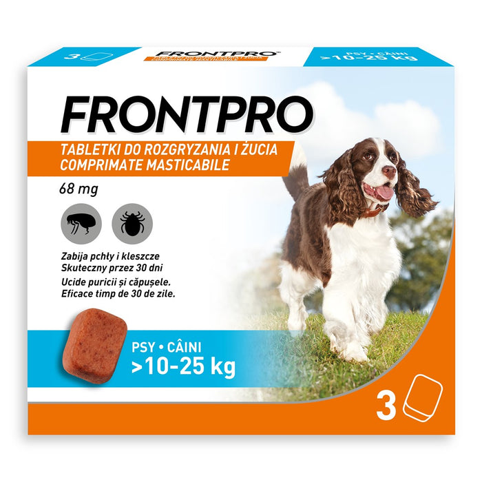 FRONTPRO Flea and tick tablets for dog (>10-25 kg) - 3x 68mg