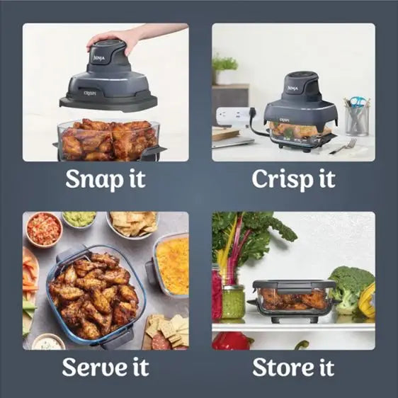 Fryer NINJA Crispi 4-in-1 Portable Glass Air Fryer FN101EUST 3.8 l Stone - Здравословно хранене<<<Малки