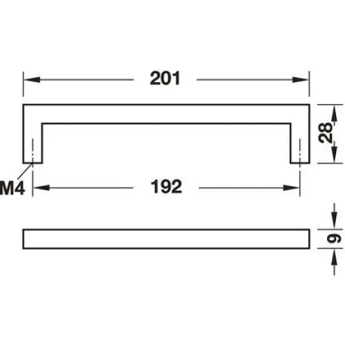 FURNITURE HANDLE CHROME MAT 192 MM HAEFELE - Мебелни дръжки и закачалки<<<Обков<<<Инструменти и
