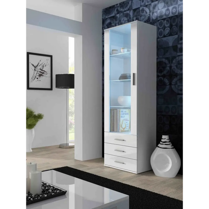 Furniture set SOHO 1 (RTV180 cabinet + S1 cabinet + shelves) White/White Gloss - Modern wall unitsMES-NOW<<<Wall