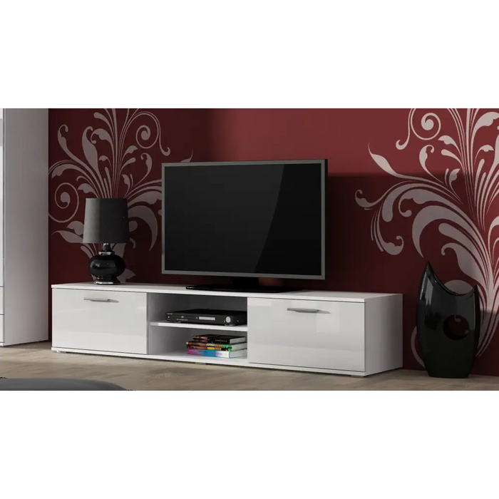 Furniture set SOHO 1 (RTV180 cabinet + S1 cabinet + shelves) White/White Gloss - Modern wall unitsMES-NOW<<<Wall