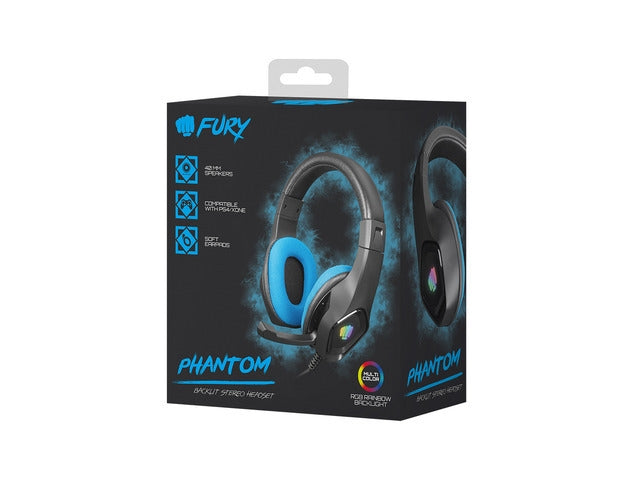 Fury Gaming Headset Phantom Black-Blue - Слушалки<<<FURY компютърна