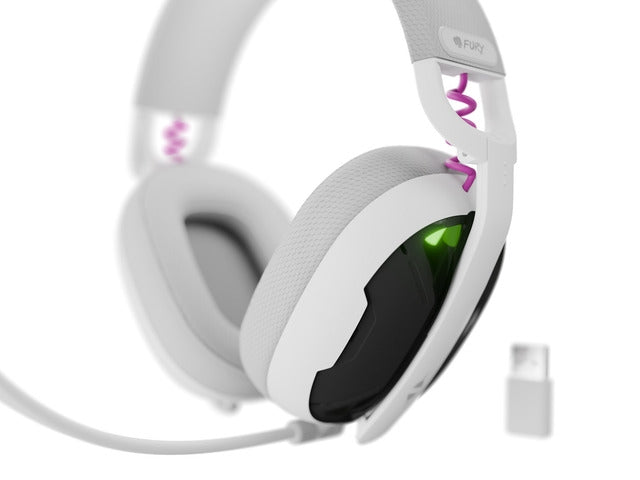 Fury Gaming Headset, Fukiya F6, Wireless With Microphone, White
