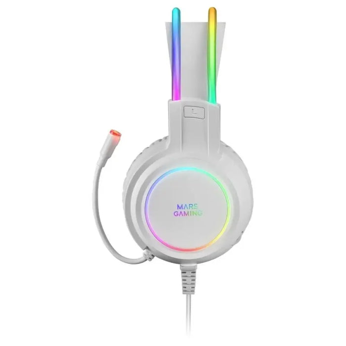 Gaming Earpiece with Microphone Mars Gaming MHRGBW White - Електроника Периферни и резервни части<<<Компютри|