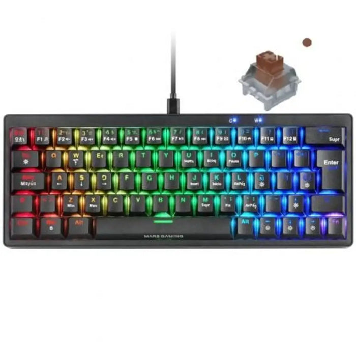Gaming Keyboard Mars Gaming MKMINIPROBRES Black Qwerty US - Компютър Игри<<<Компютри| Електроника<<<BigBuy&&&Gaming