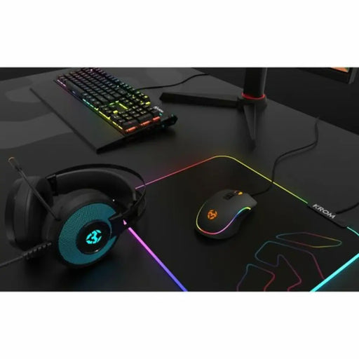 Gaming Mat with LED Illumination Krom NXKROMKNTRGB Black - Компютър Игри<<<Компютри| Електроника<<<BigBuy&&&Гейминг