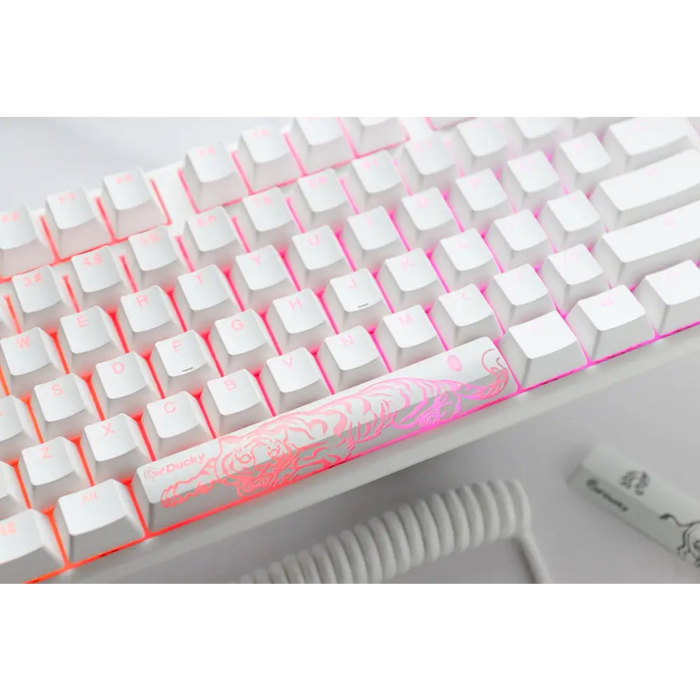 Gaming Mechanical Keyboard Ducky One 3 Pure White TKL Hotswap Cherry MX Red RGB PBT Keycaps - Геймърски