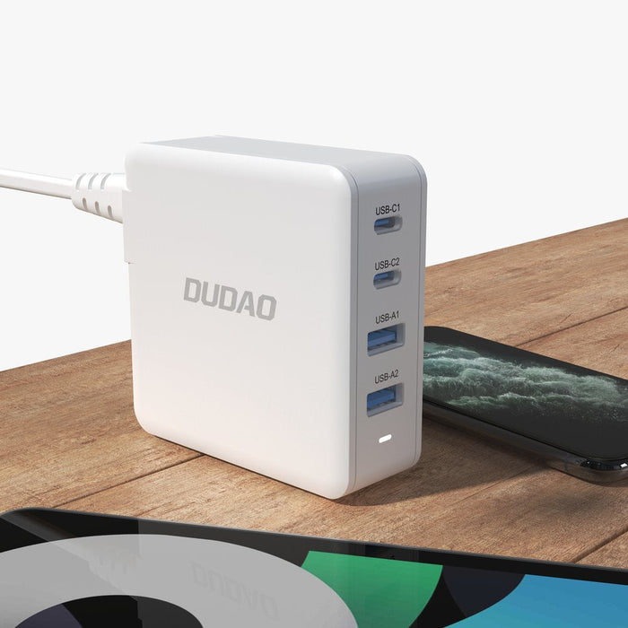 GaN 100W fast wall charger 2 x USB-C / 2 x USB Dudao A100EU - white - Cell phone USB charger<<<HurtelXML