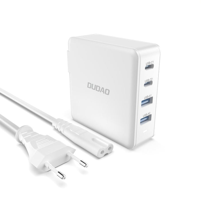 GaN 100W fast wall charger 2 x USB-C / 2 x USB Dudao A100EU - white - Cell phone USB charger<<<HurtelXML