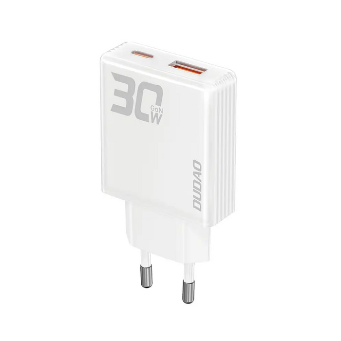 GaN Dudao A30EU 30W USB-A / USB-C Wall Charger - White - Cell phone USB charger<<<HurtelXML