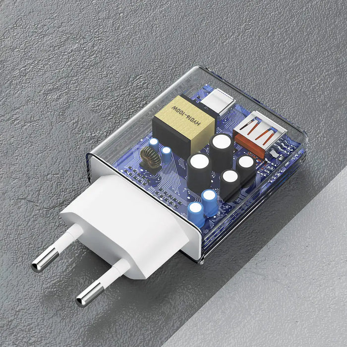 GaN Dudao A30EUL 30W USB-A / USB-C Wall Charger + USB-C - Lightning Cable - White - Cell phone USB charger<<<HurtelXML