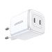 GaN Fast Charger 2 x USB-C 45W QC PD Ugreen CD294 - White - Cell phone USB charger<<<HurtelXML&&&Зарядни