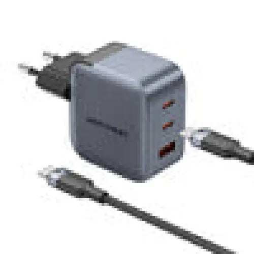 GaN Vention USB-C + C + A 70W Charger + USB-C-C Cable 1m (Gray) - mains chargers<<<Chargers<<<GSM