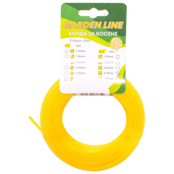 CORD FOR TRIMMER PROFILE SQUARE GARDEN LINE 2.7 MM 15 M