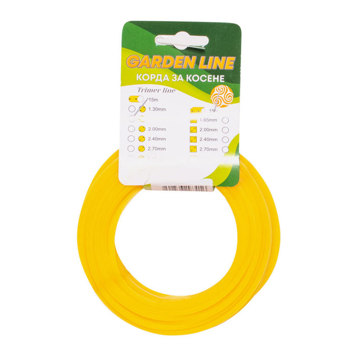 CORD FOR TRIMMER TWISTED PROFILE SQUARE GARDEN LINE 3 MM 15 M