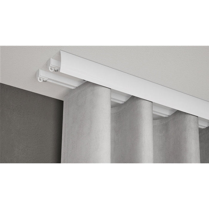 DOUBLE-CHANNEL ALUMINUM CORNICE WITH BLADE GARDINIA OLEA 250 CM. WHITE
