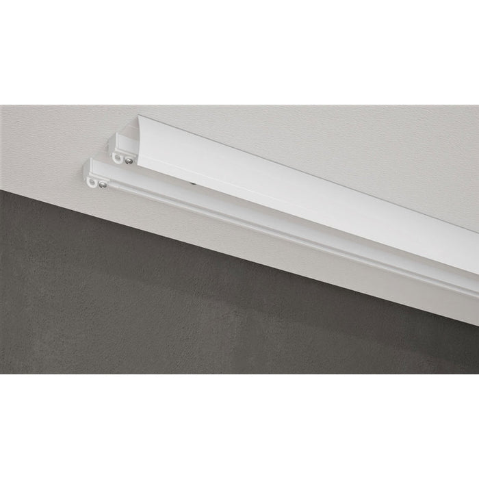 DOUBLE-CHANNEL ALUMINUM CORNICE WITH BLADE GARDINIA OLEA 300 CM. WHITE