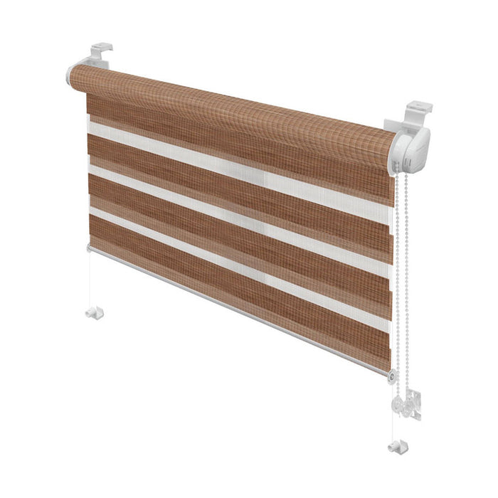 PREMIUM DOUBLE ROLL BLIND GARDINIA 61.5X150 CM. NATURAL BROWN