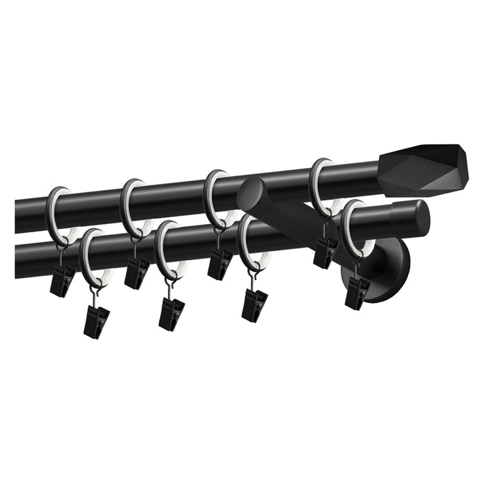 METAL DOUBLE CORNICE GARDINIA HEX 160 CM BLACK