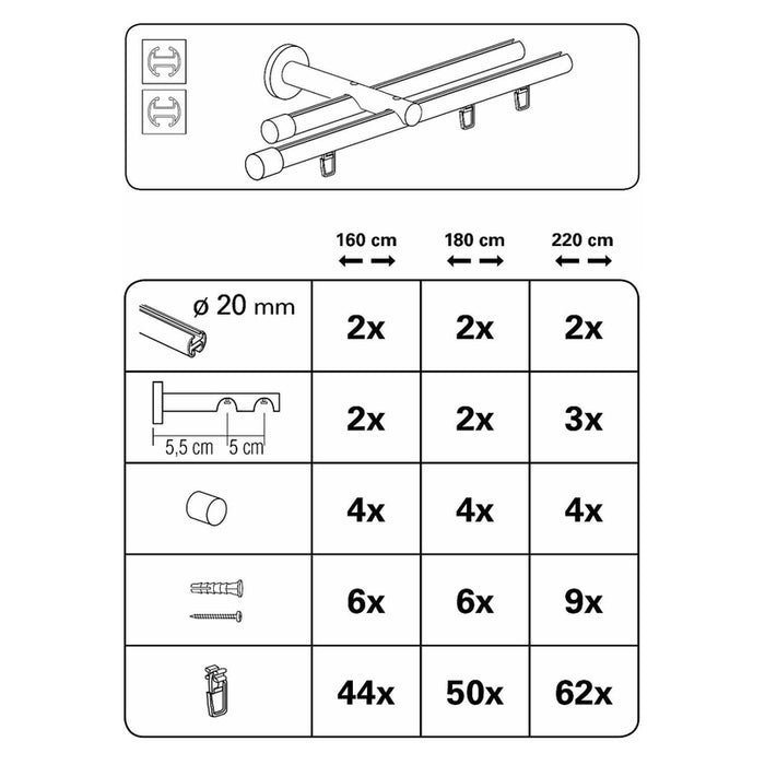 METAL DOUBLE CIRCUIT FRAMES ISA GARDINIA 220 CM STEEL OPTIC