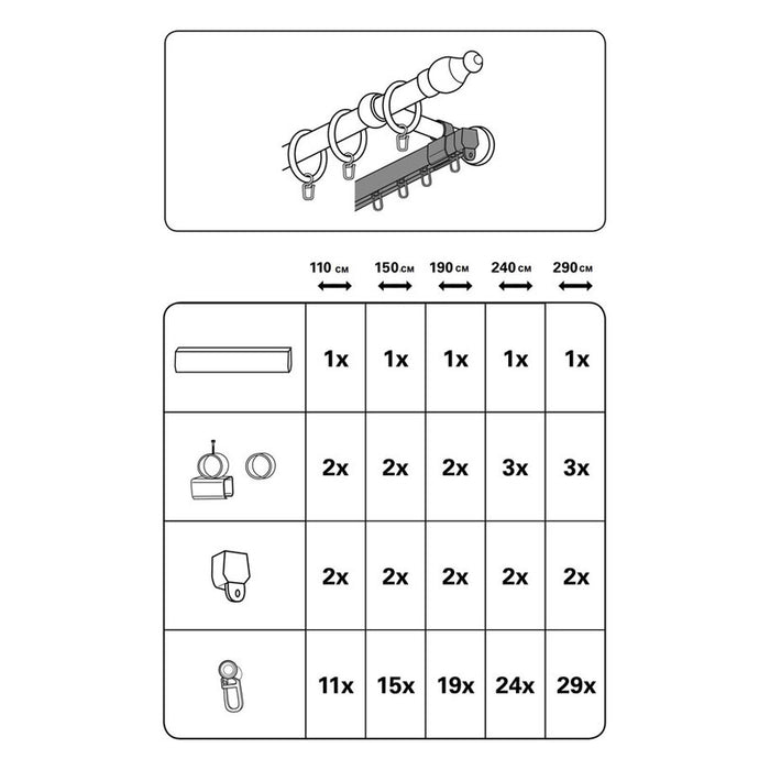 SECOND CURTAIN SET FOR GARDINIA LUGANO U-SHAPED 240 CM. WHITE