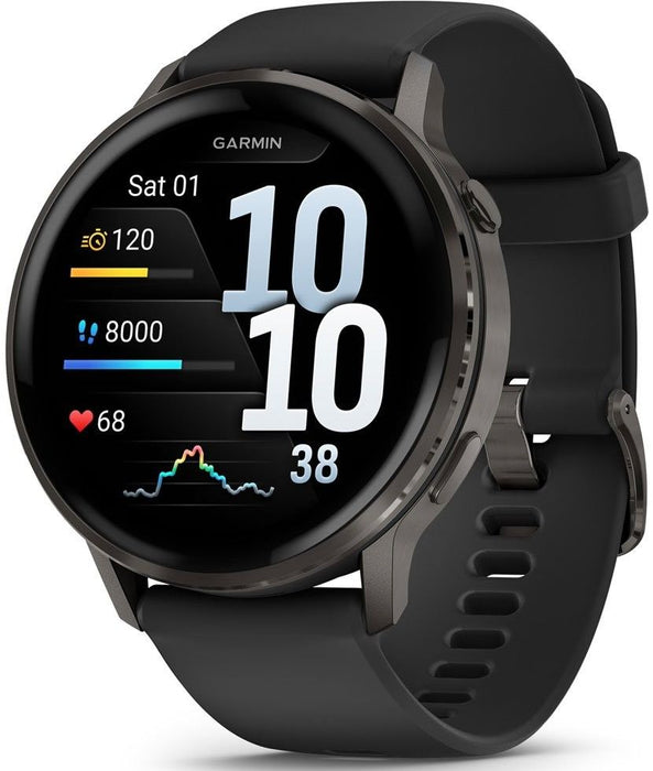 Garmin Venu 4 Smart Watch 45mm, GPS, Black with Dark Gray Silicone Band EU