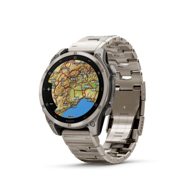 Garmin Fenix 8 3.56 cm (1.4") AMOLED 47 mm Digital 454 x 454 pixels Touchscreen Titanium Wi-Fi GPS (satellite)