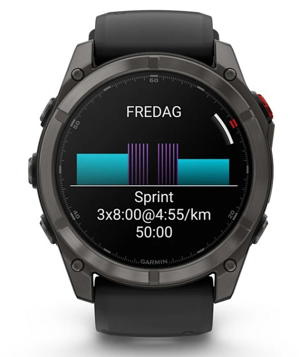 Garmin fēnix 8 Pro 3.56 cm (1.4") AMOLED 51 mm Digital 454 x 454 pixels Touchscreen Black, Grey, Titanium Wi-Fi GPS (satellite)