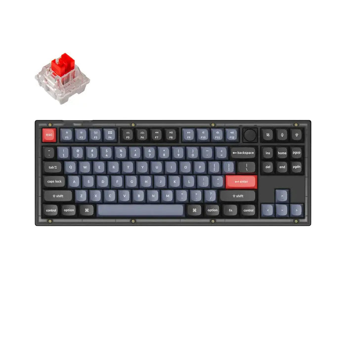 Геймърска Механична клавиатура Keychron V3 TKL Knob QMK Frosted Black Translucent Keychron K Pro Red Switch RGB