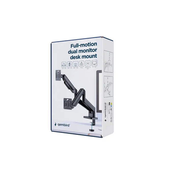 Gembird MA-DA2-06 Desk mounted adjustable double monitor arm 17’’-32’’ black - Monitors - Monitor